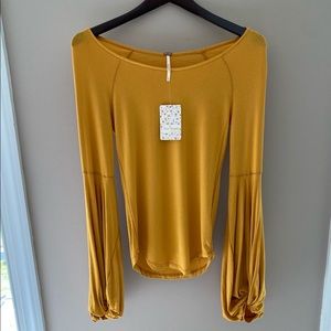 FREE PEOPLE Gold/Yellow Long Sleeve (Never Worn)
